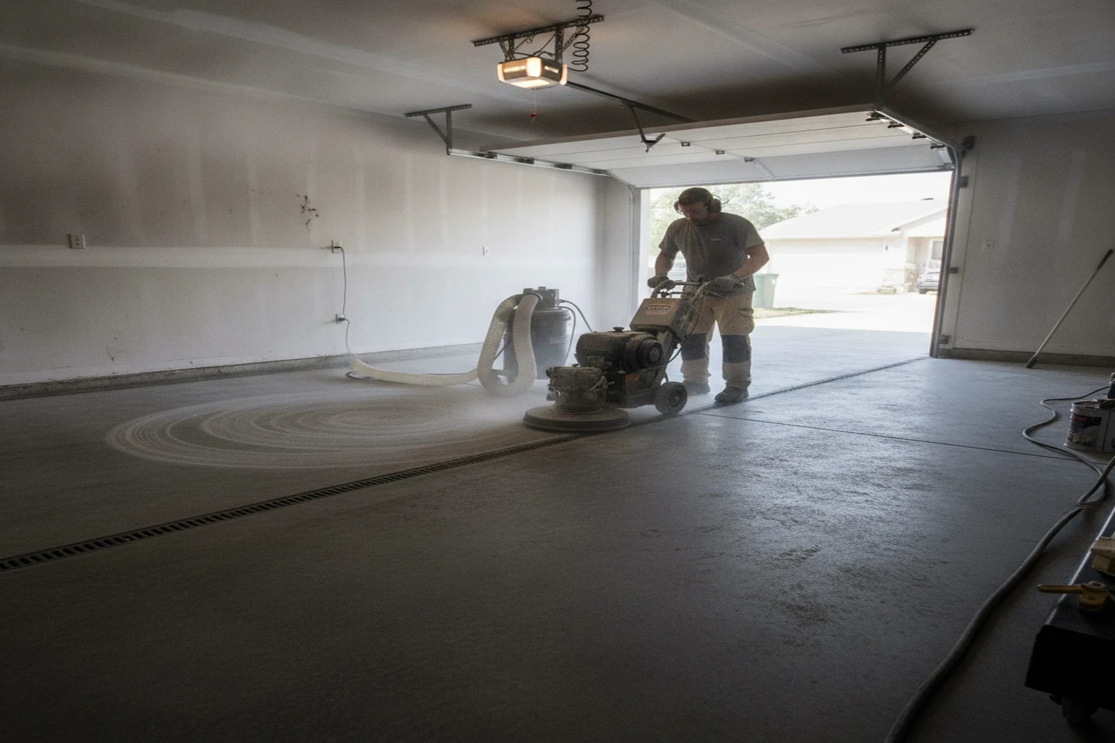 Diamond grinding concrete surface prep epoxy flooring Keene New Hampshire garage Cheshire County Monadnock region Ryan
